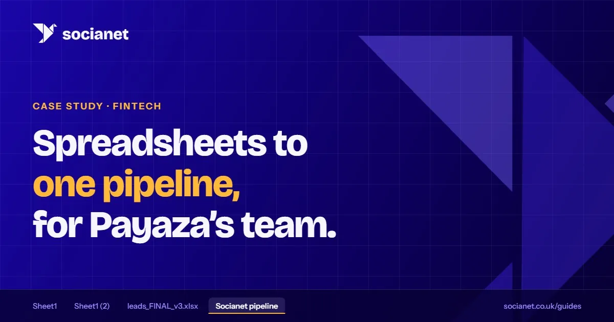 Payaza: from spreadsheets to one shared pipeline. A Socianet case study.