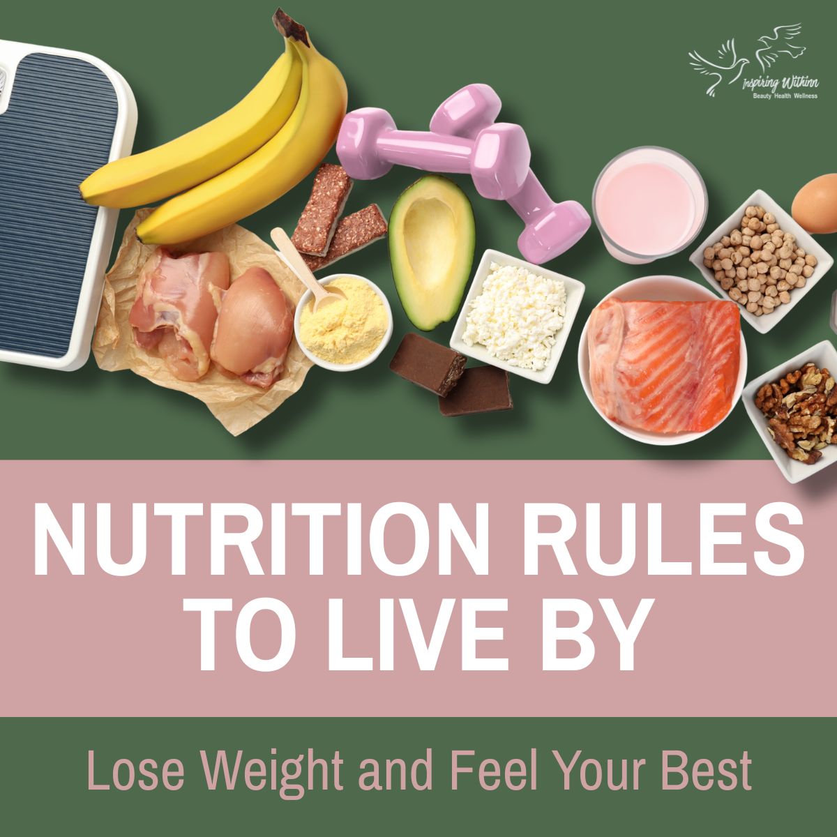 Nutritious foods, weights, and a scale