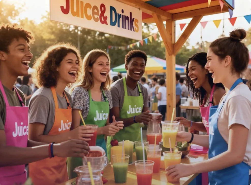 Youth running a juice stand