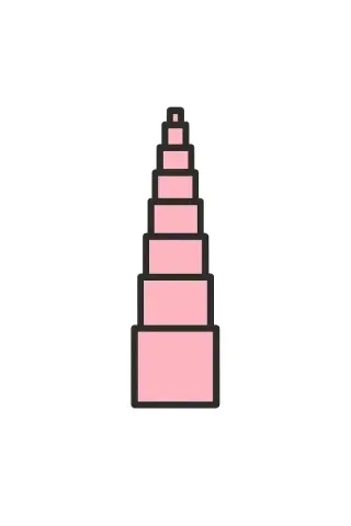Montessori Pink Tower icon for early childhood, independence, self-discipline learning and hands-on education.