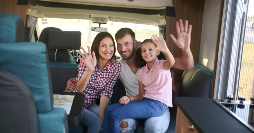 Family enjoying RV life in an RV park