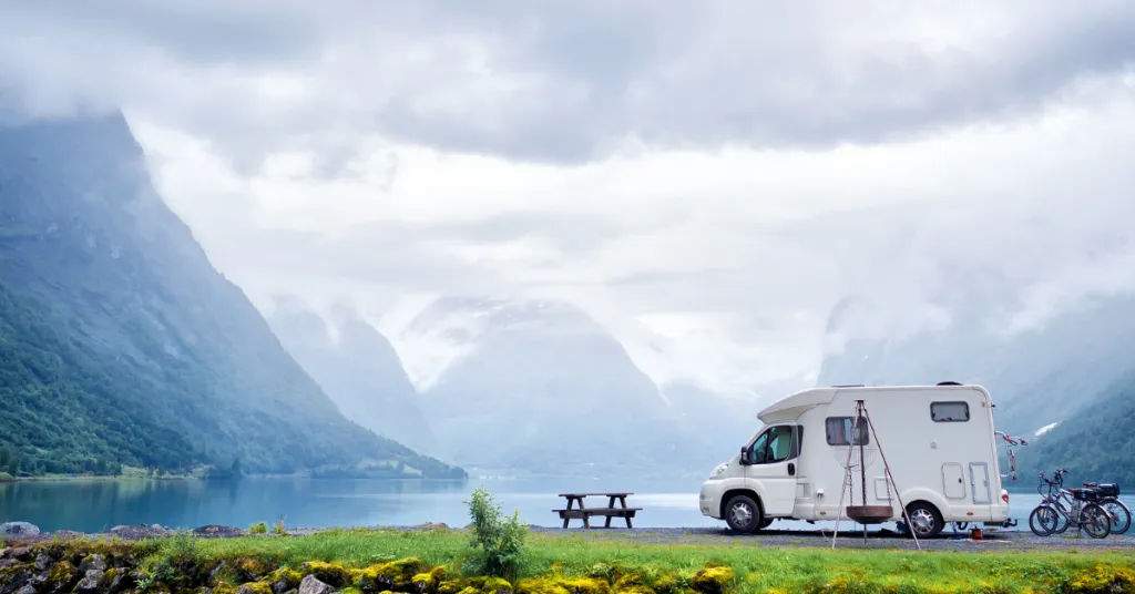 RV in a lake in California