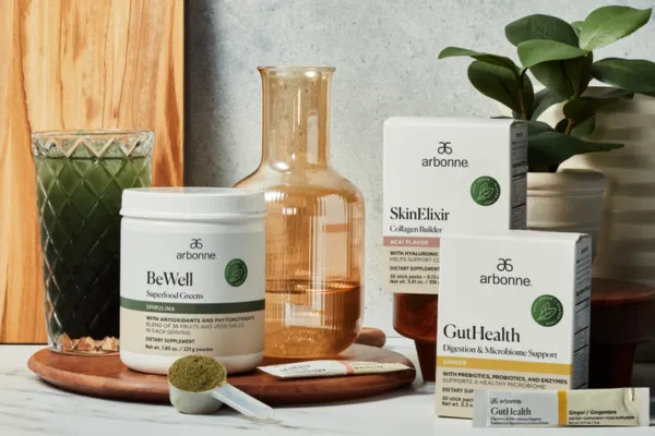 a variety ofArbonne wellness products