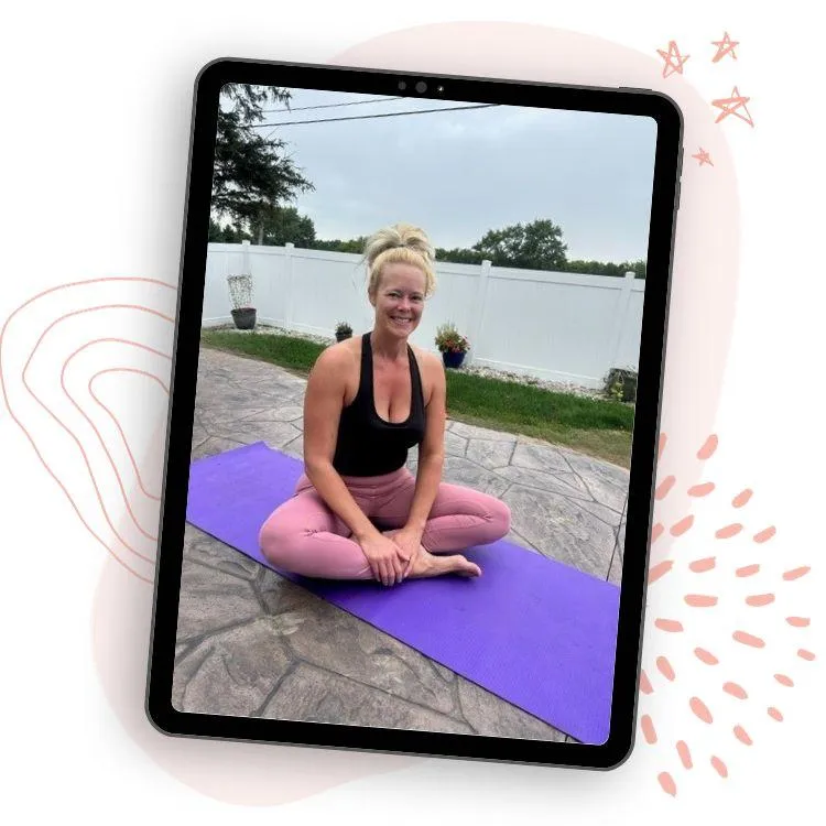 Yoga instructor, Jennifer, sitting in easy seat