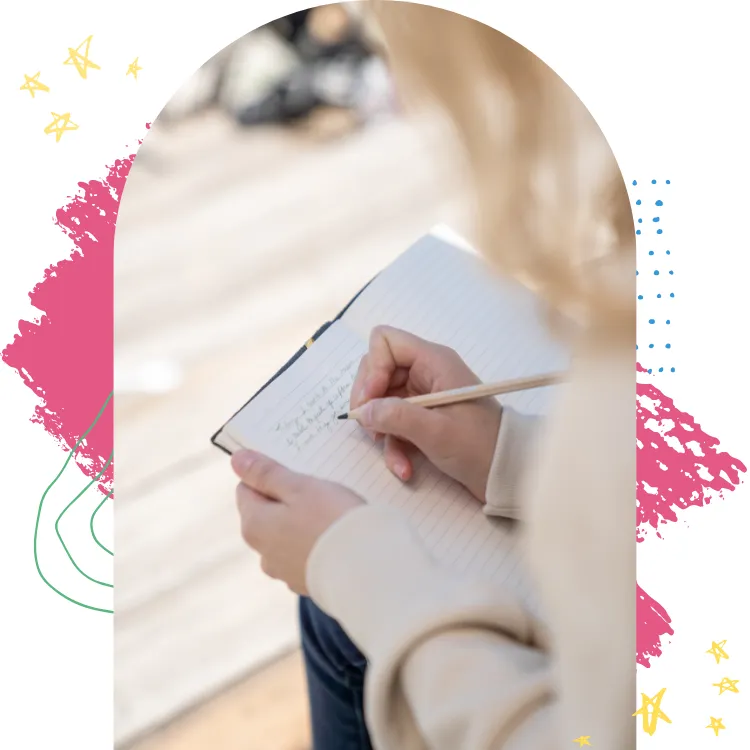 Woman writing in her journal—symbolizing emotional healing, menopause self-reflection, and personal growth during perimenopause and midlife transitions.