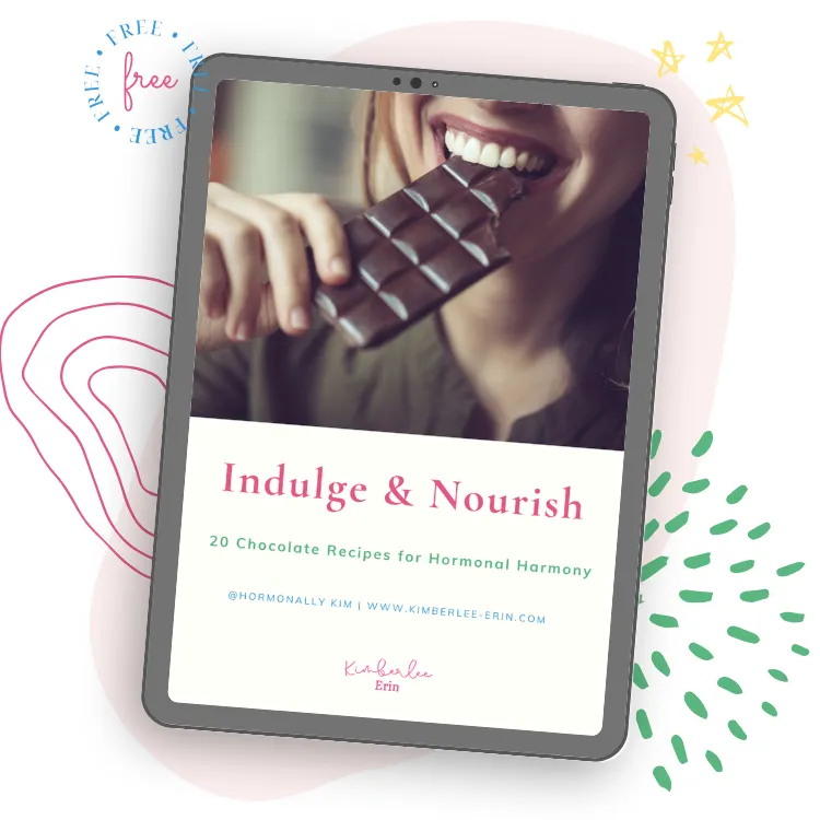 Midlife woman nibbling on dark chocolate – hormone-balancing recipes for sweet cravings