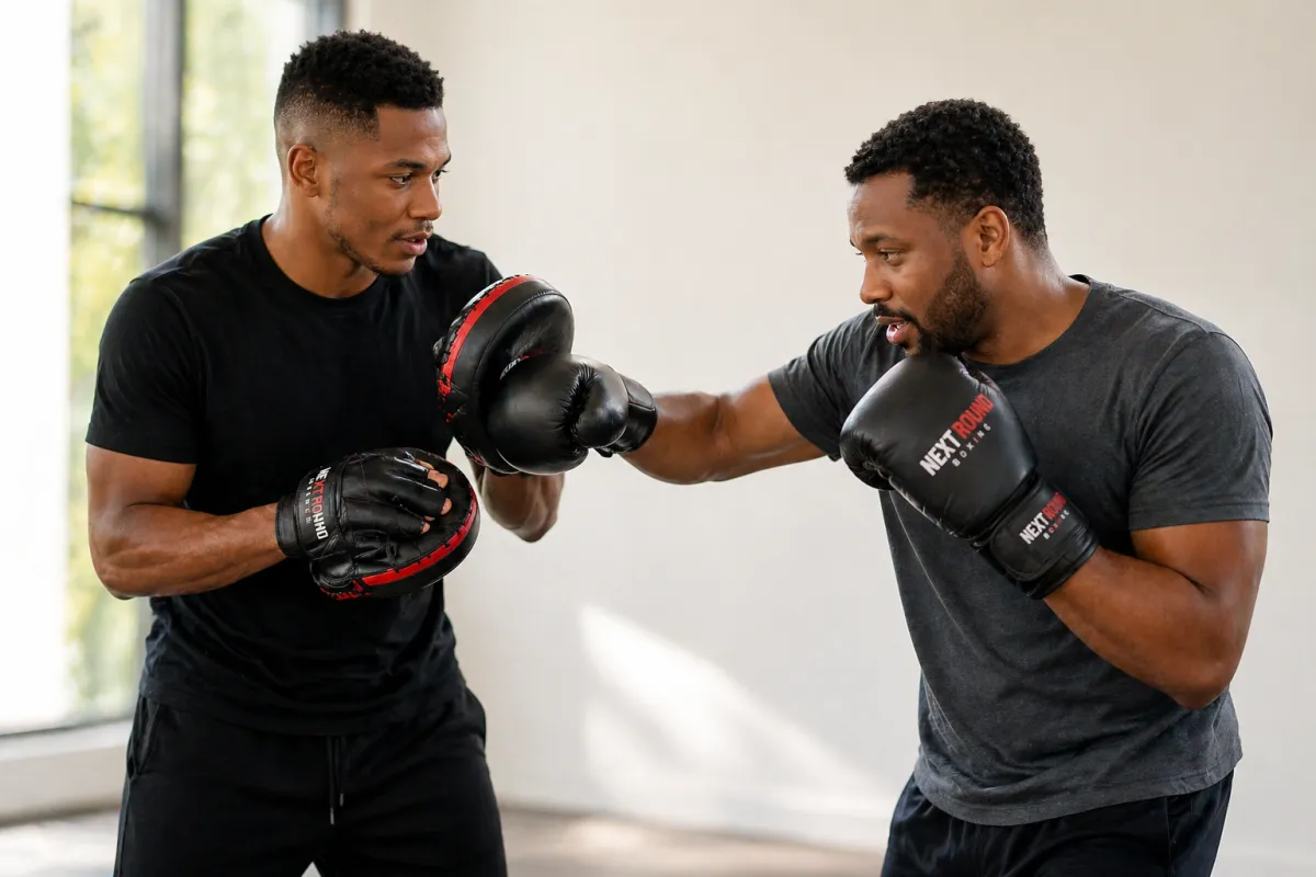 Adult receiving real boxing training and fitness coaching