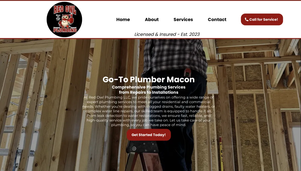 Screenshot of Red Owl Plumbing