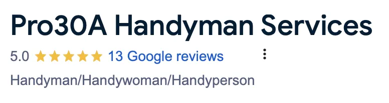 Pro30 Handyman Services Google Reviews