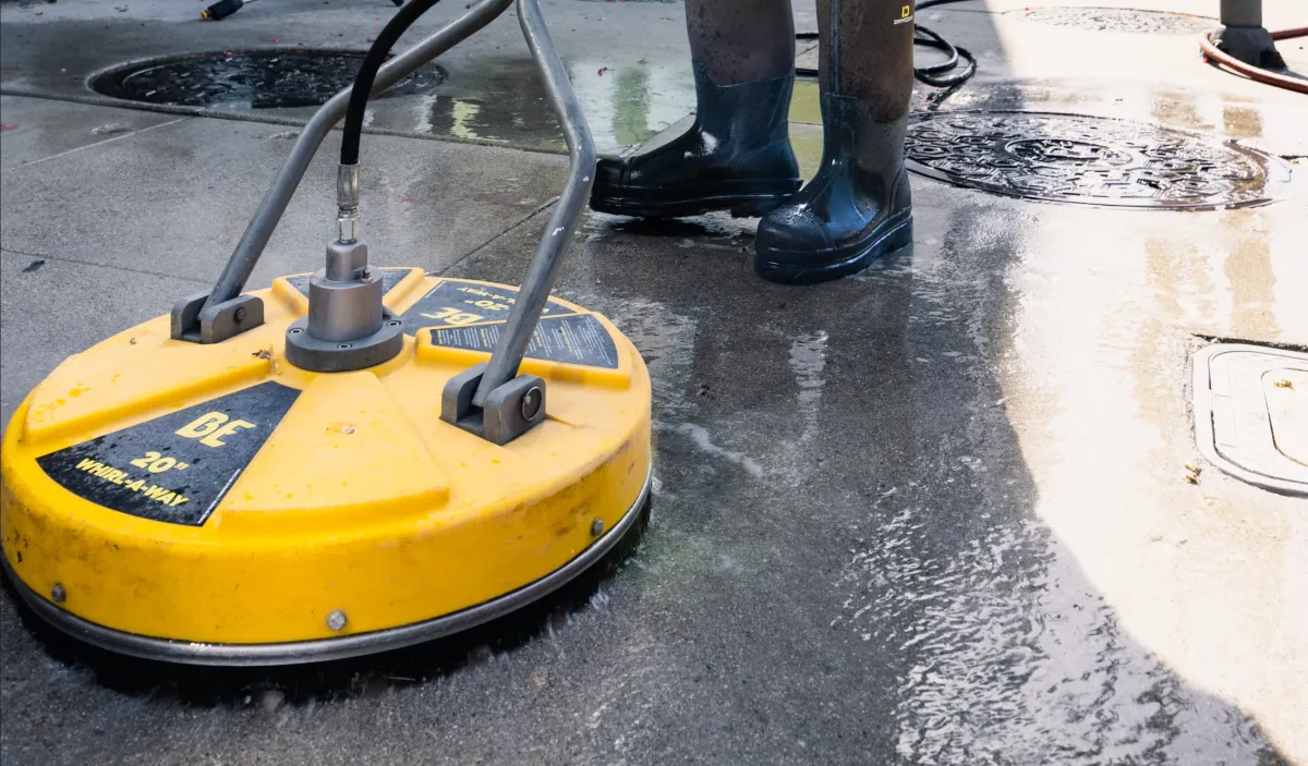 a photo of a pressure washer on the street