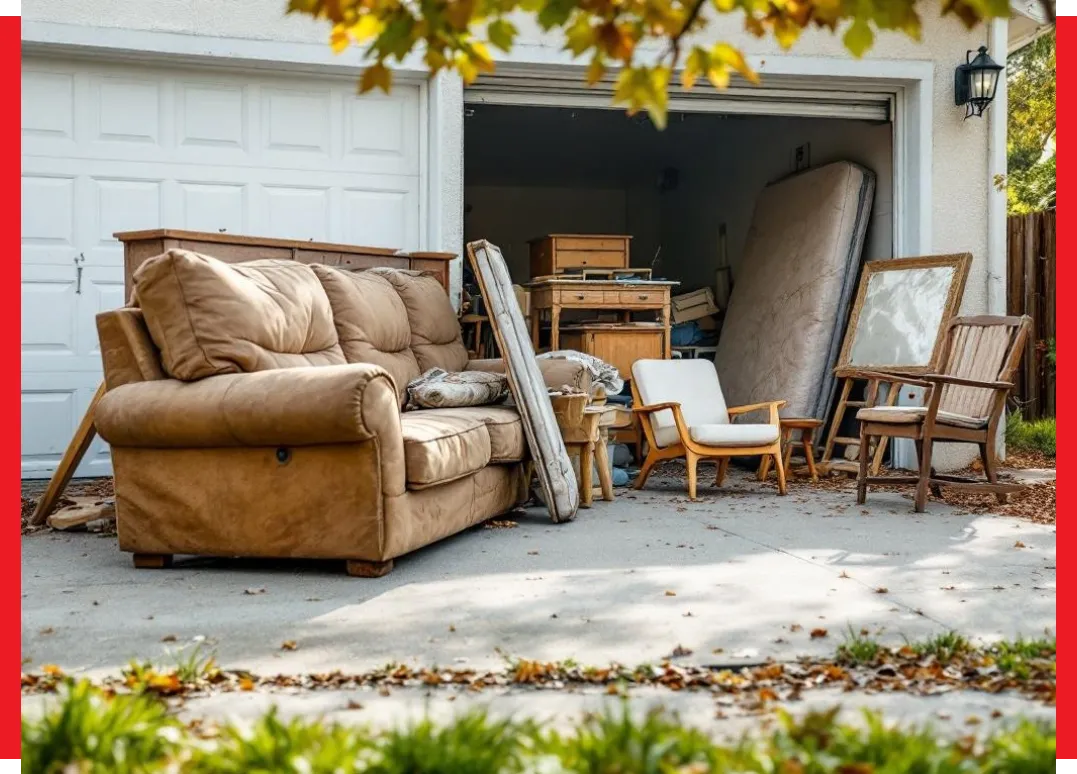 a photo of furniture outside a house that needs removing
