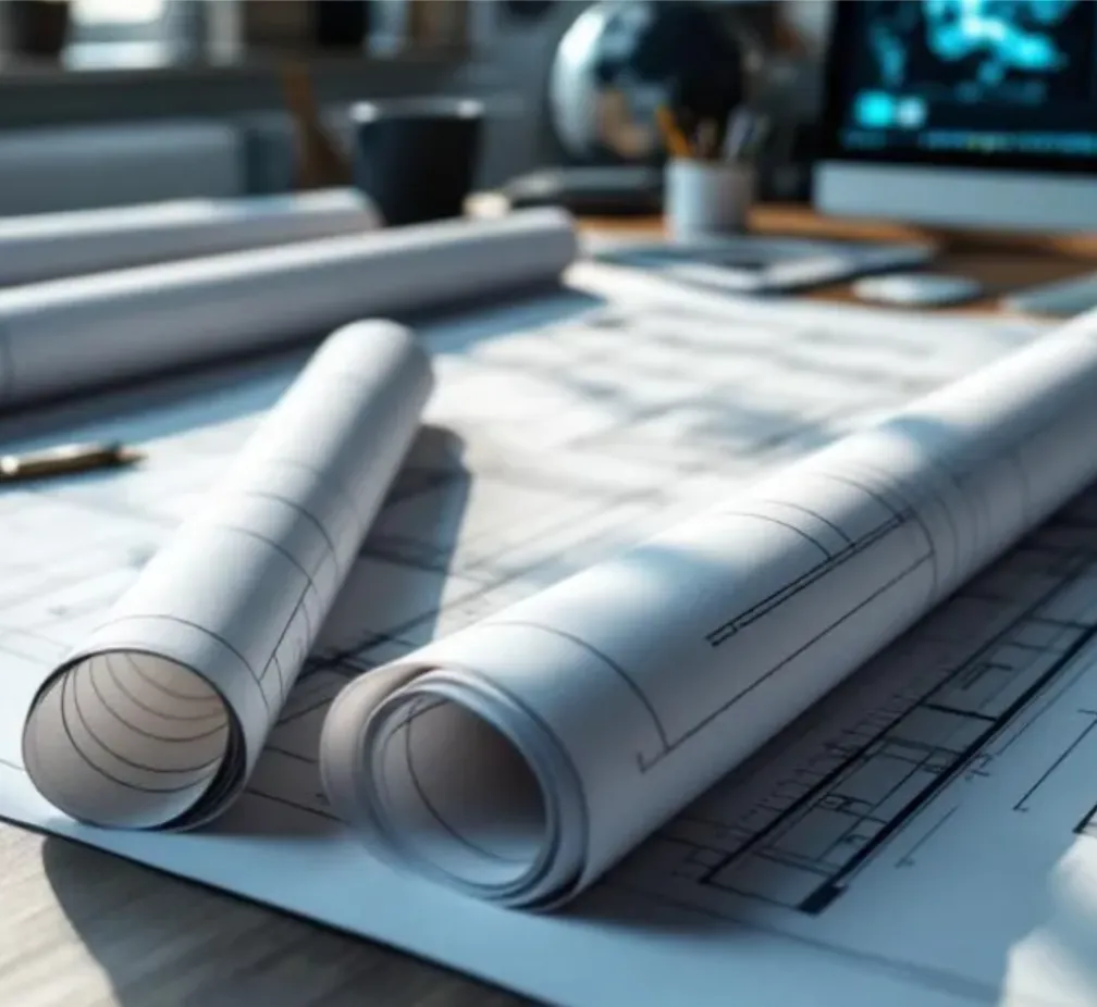 an image of blueprints showing design capabilities
