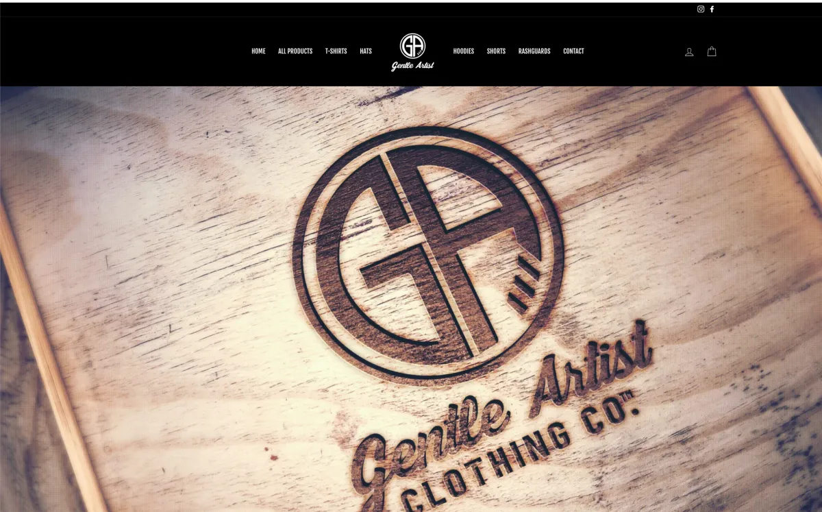 screenshot of Gentle Artist shopify
