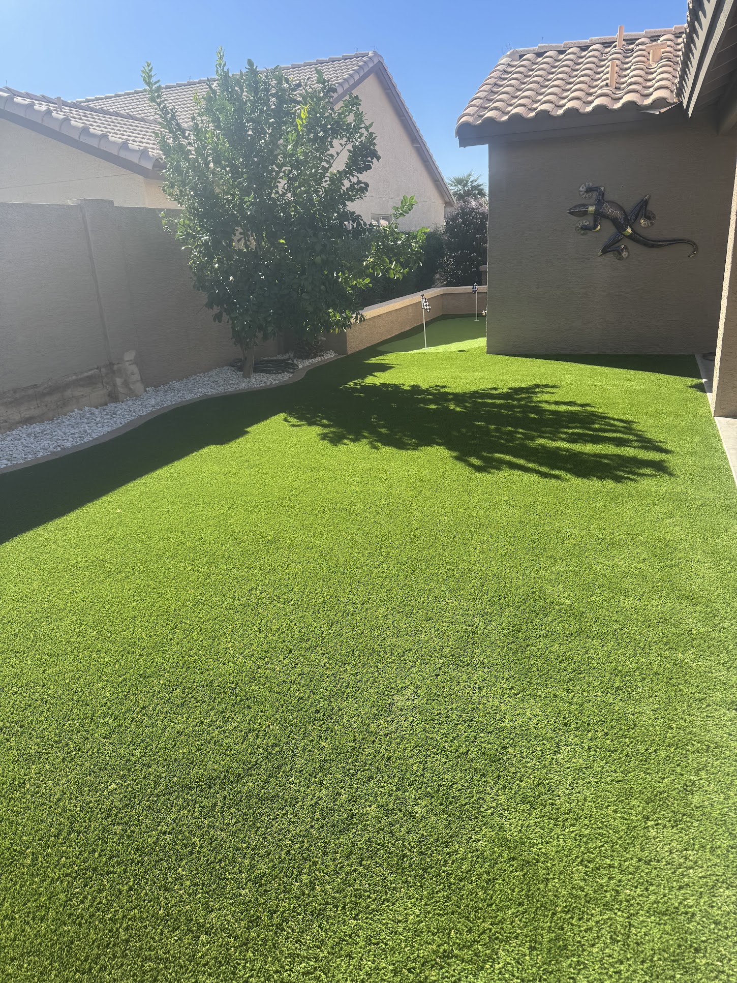 Beautiful Backyard With Artificial Turf Installation & Putting Green Field - Arizona
