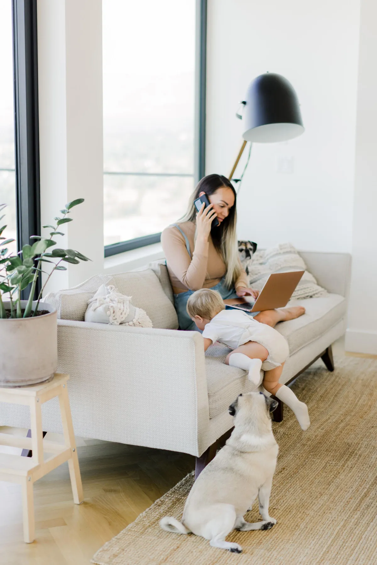 working mom with baby