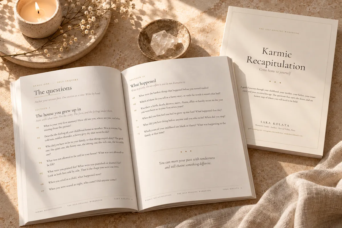 The Source Frequency Book mockup on cream background