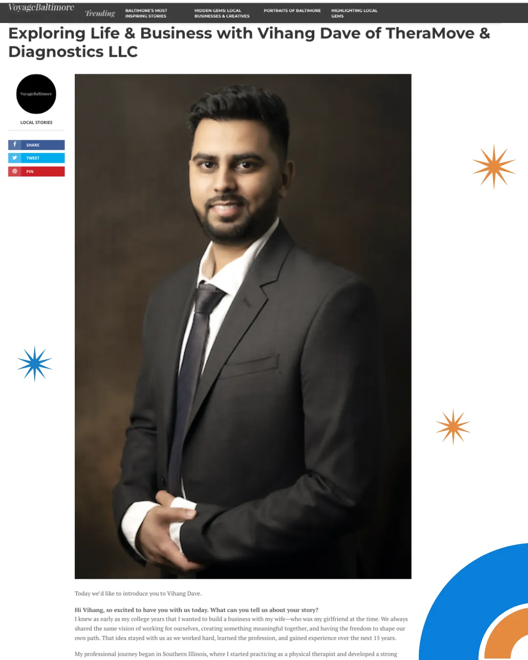 TheraMove & Diagnostics Towson MD, Vihang Dave physical therapist, VoyageBaltimore feature, Towson physical therapy clinic, Baltimore County physical therapy, sports injury rehab Towson, orthopedic physical therapy MD, pain relief clinic Towson, advanced diagnostics physical therapy, rehabilitation clinic Baltimore County, patient-centered physical therapy, manual therapy Towson MD, injury recovery specialist Maryland, movement assessment Towson, musculoskeletal pain treatment MD, physical therapy near me Towson, local business feature Baltimore, healthcare entrepreneur Maryland, Towson rehab clinic, diagnostics and therapy center MD,