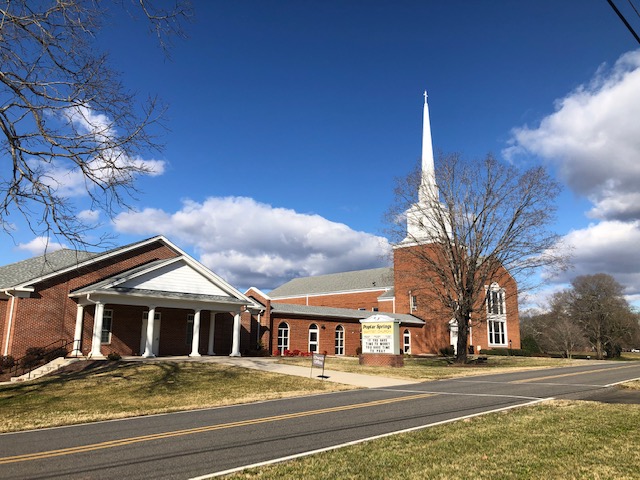 Illustration of a church with a path leading back home