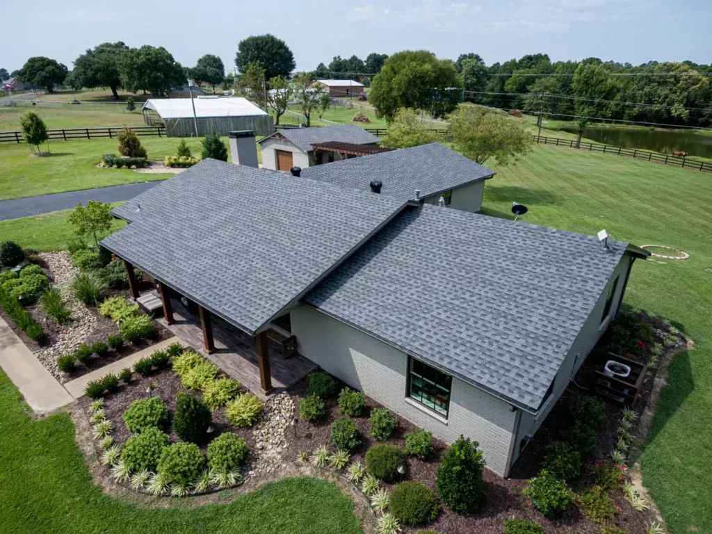 a roof with a few shingles