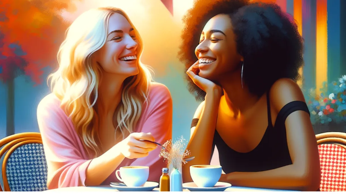 white woman and black woman enjoying coffee together