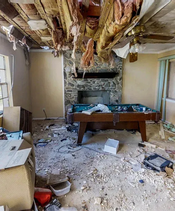 House before water damage restoration