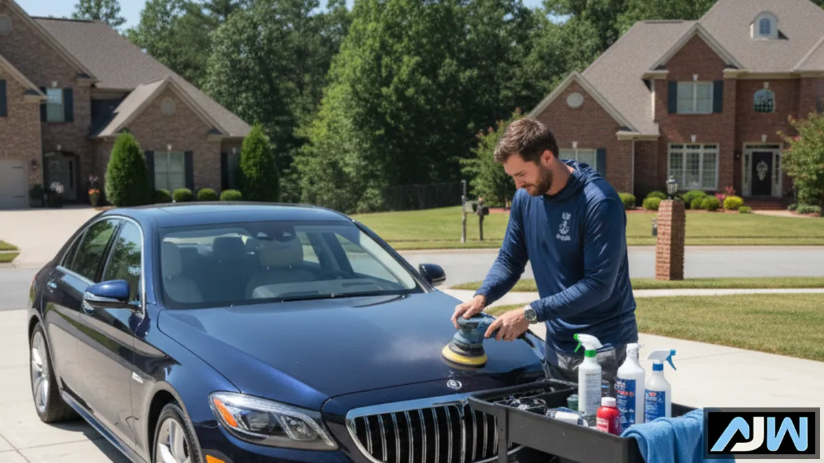 Boat Paint Correction in Mooresville NC — A Navy Wake Boat