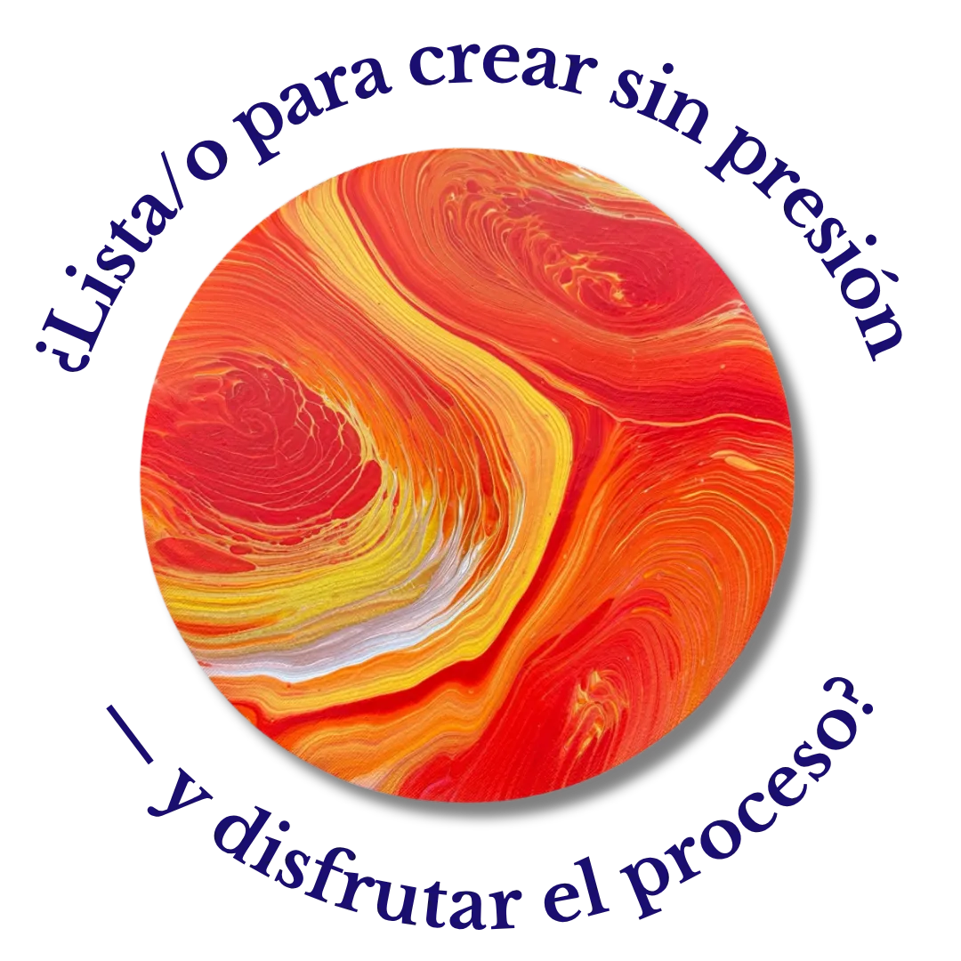 Pintura de pouring acrílico con formas orgánicas y movimiento de color