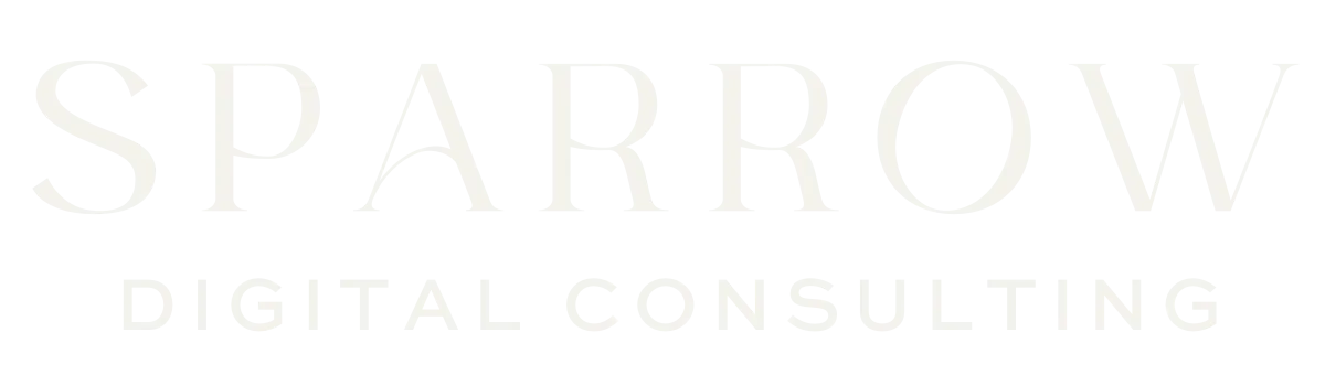 Sparrow Digital Consulting logo, featuring the brand name "SPARROW" in bold white letters and "DIGITAL CONSULTING" in smaller text, representing AI automation solutions for local businesses.
