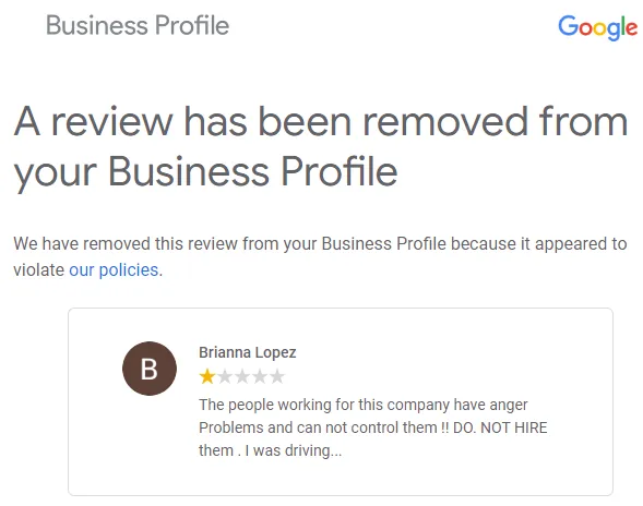 Google Business Removal