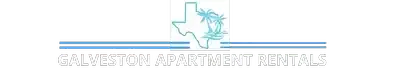 Galveston Apartment Rentals logo: Texas outline with palm trees and waves graphic.