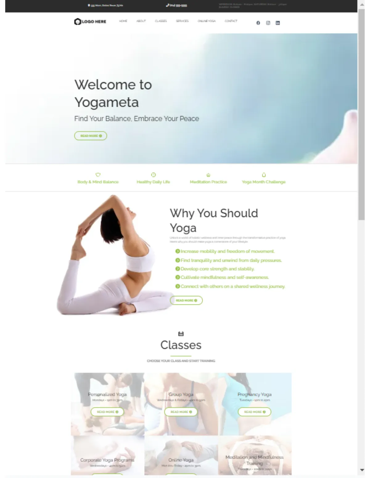 Example of Health & Wellness Website