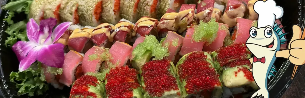 Large sushi party platter prepared fresh at Mr Sushi & Grill in Middletown, NY