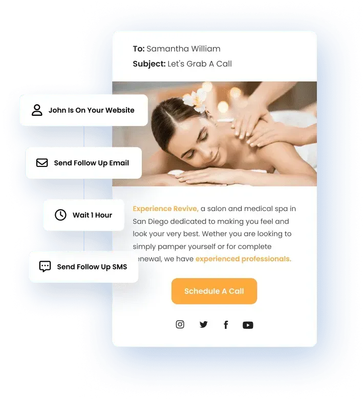 Illustration of CapturePro dashboard, lead widget, and calendar