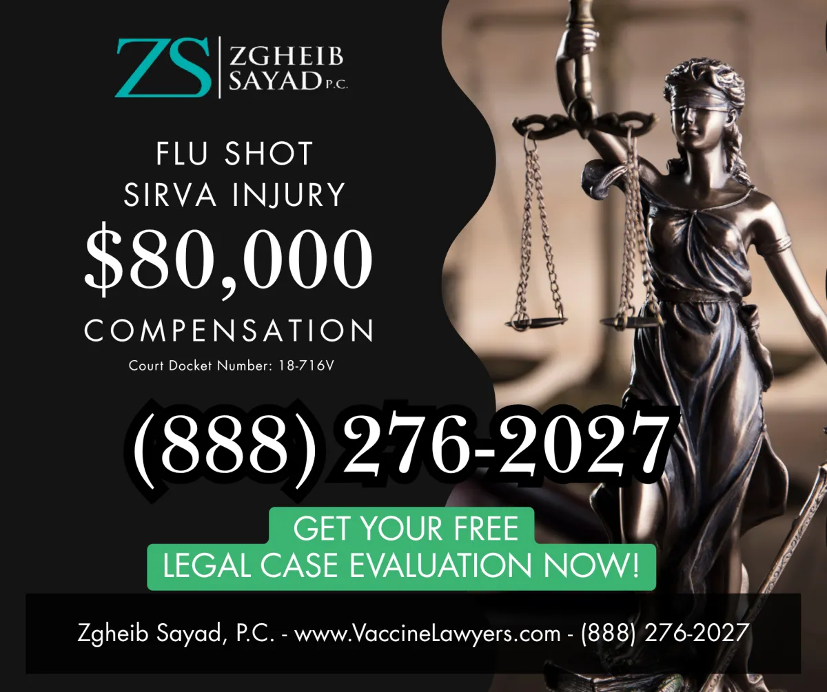 Flu Shot SIRVA Injury Compensation Lawyers - $80,000.00