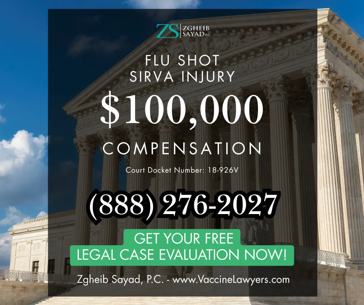 Flu Shot SIRVA Injury compensation lawyers - $100,000