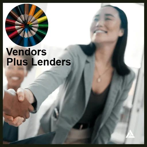 Image of vendor products and lenders shaking hands