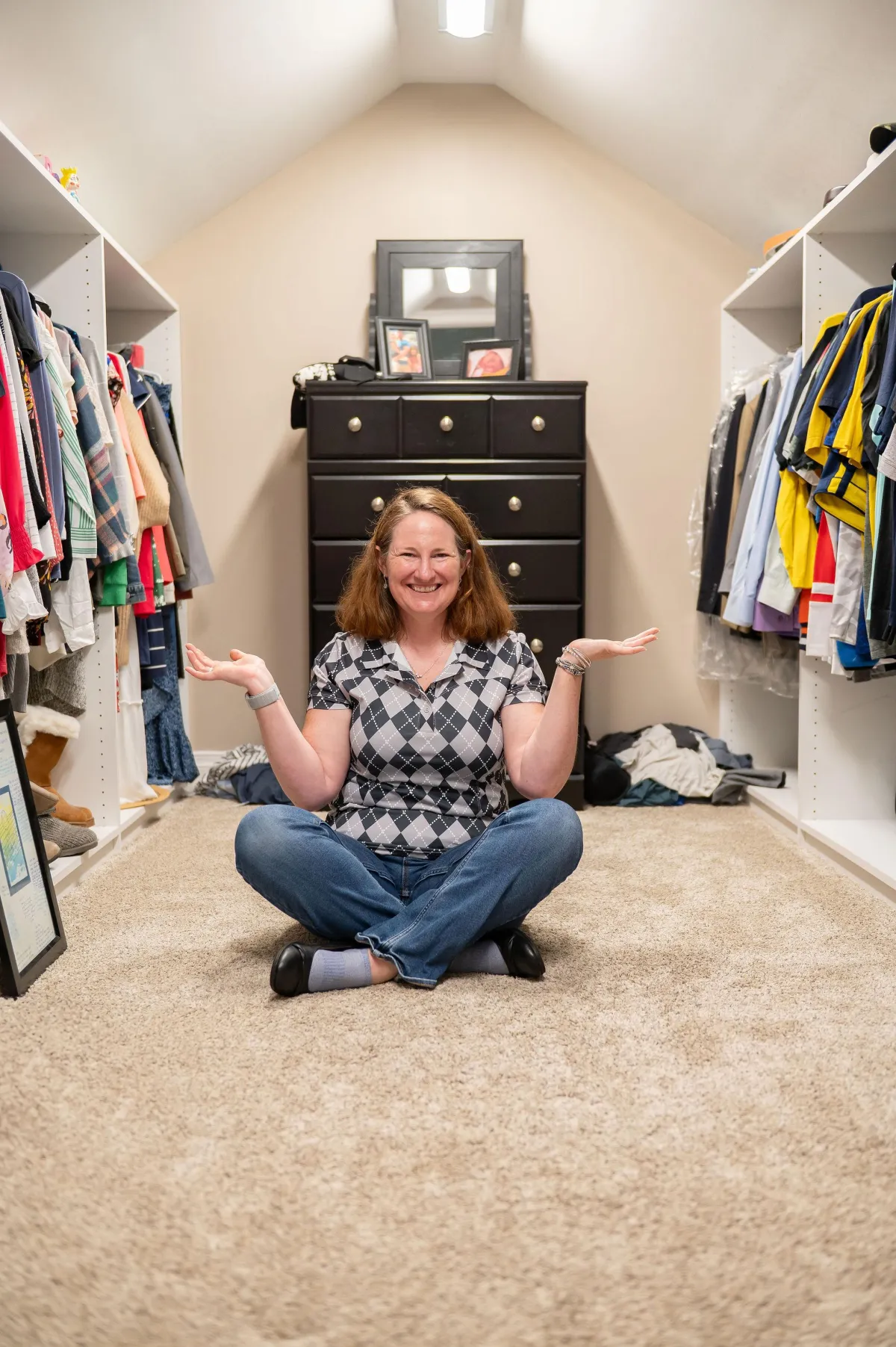 A closet recently unpacked and well-organized