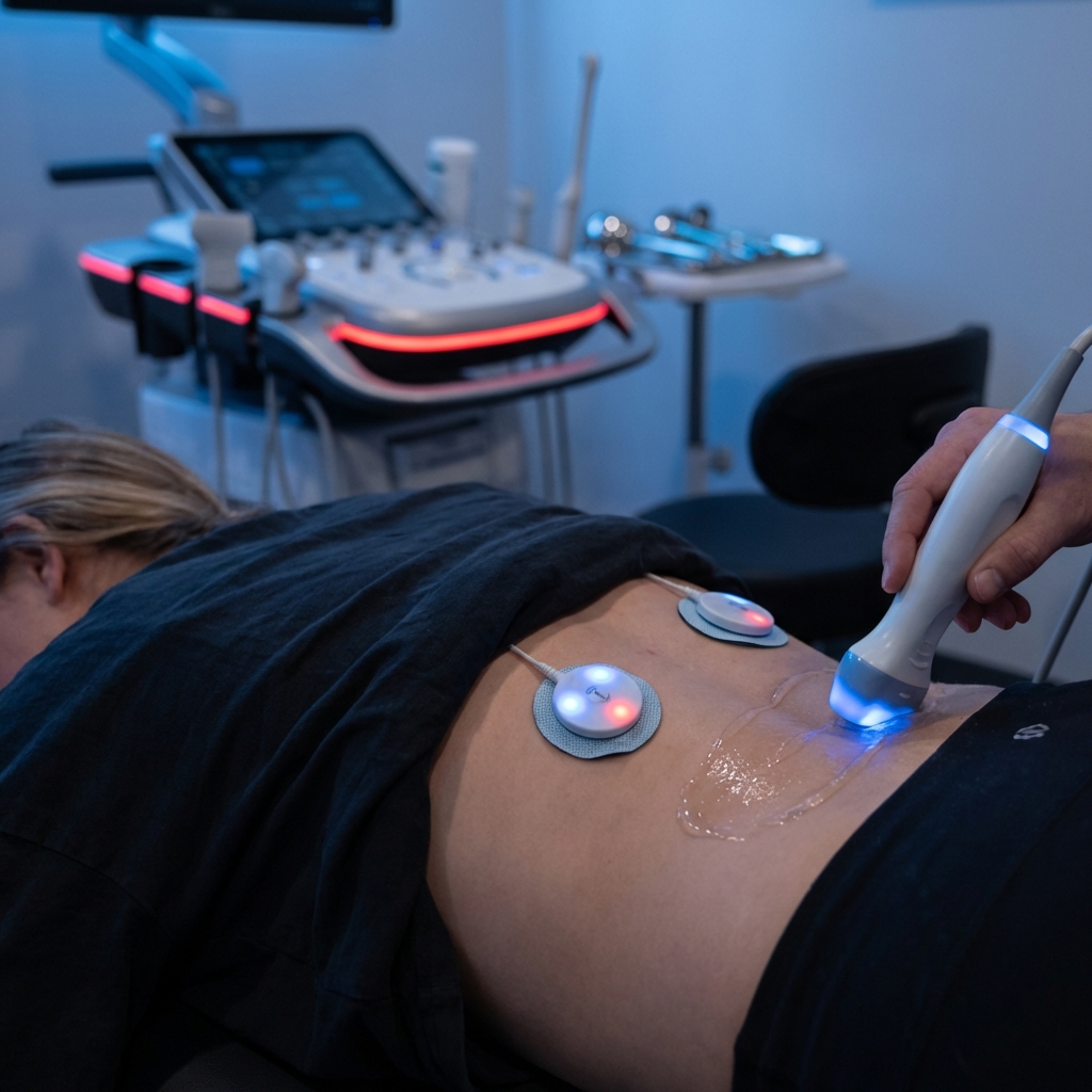 woman in white long sleeve shirt and black pants sitting on red metal frame