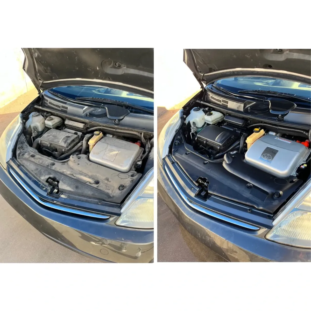 engine bay detail before and after