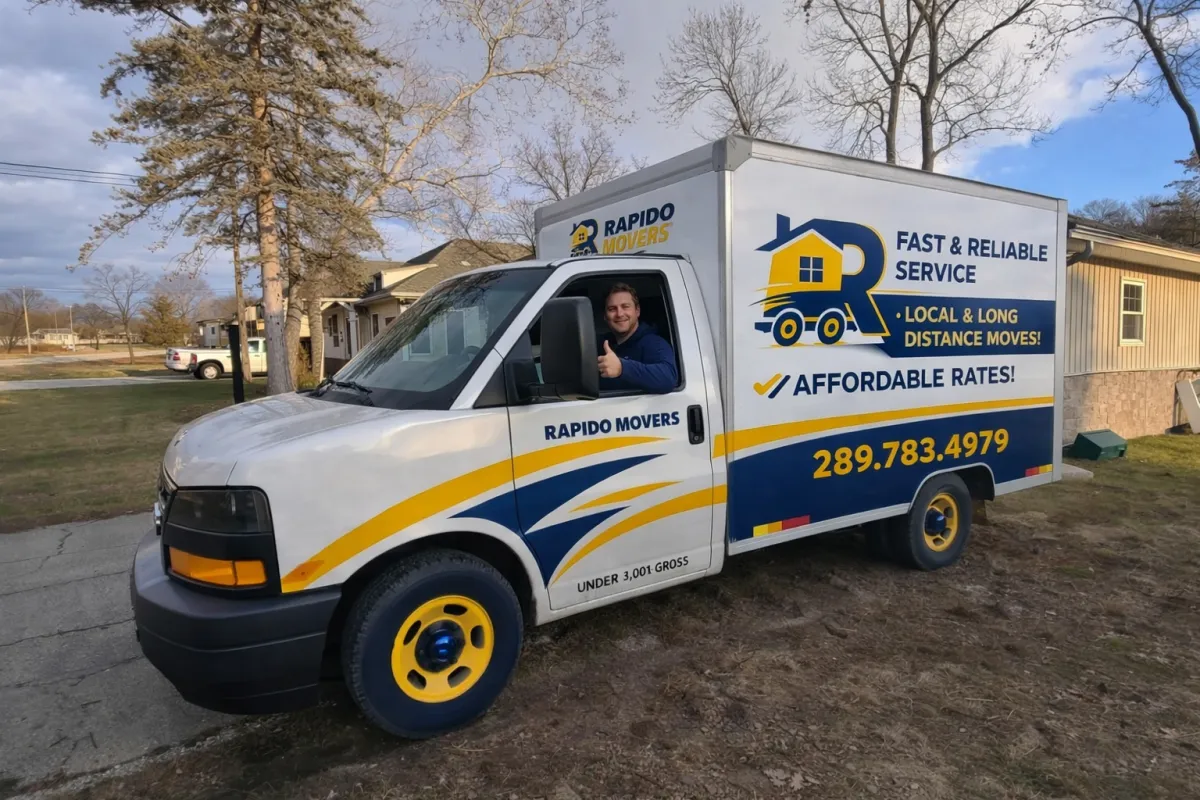 Niagara Falls moving truck loading furniture for residential relocation