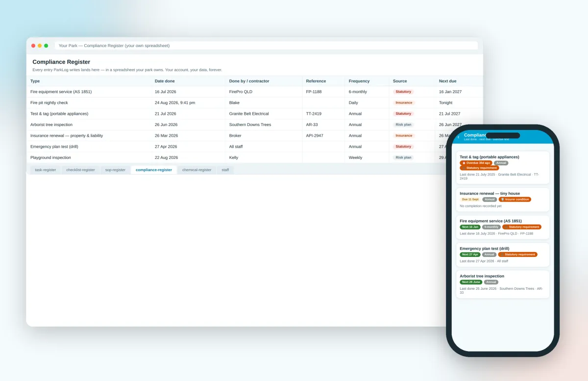 AI Register Preview showing Google Sheets integration