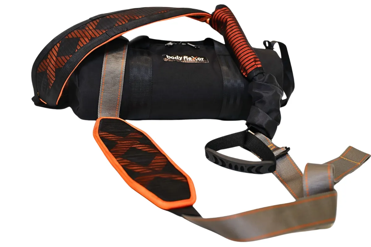 BFX Back Stretcher shown fully assembled, highlighting its supportive base and adjustable strap
