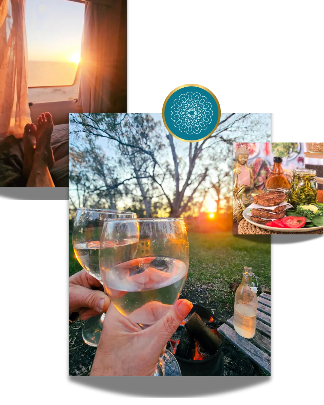 Structured living water at sunset by the fire, Kangen K8 hydration for clarity, vitality, and conscious lifestyle freedom.