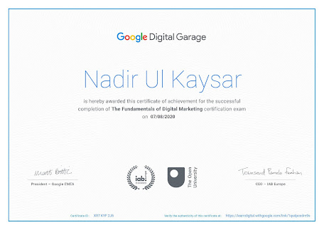 Certification For Completing Digital Marketing Online Course From Google Search Engine
