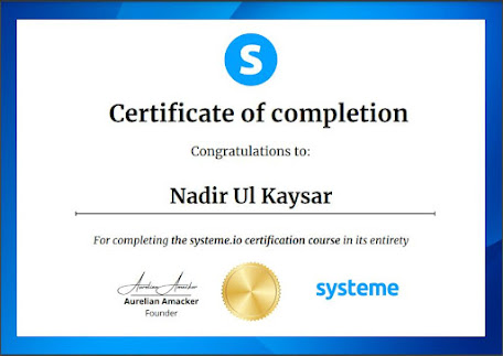 Certification of completing Systeme io Course in its Entirety