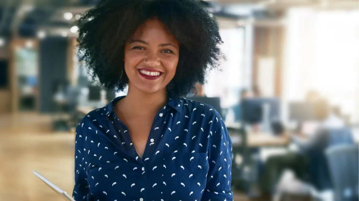 Smiling Young Woman Flourishing