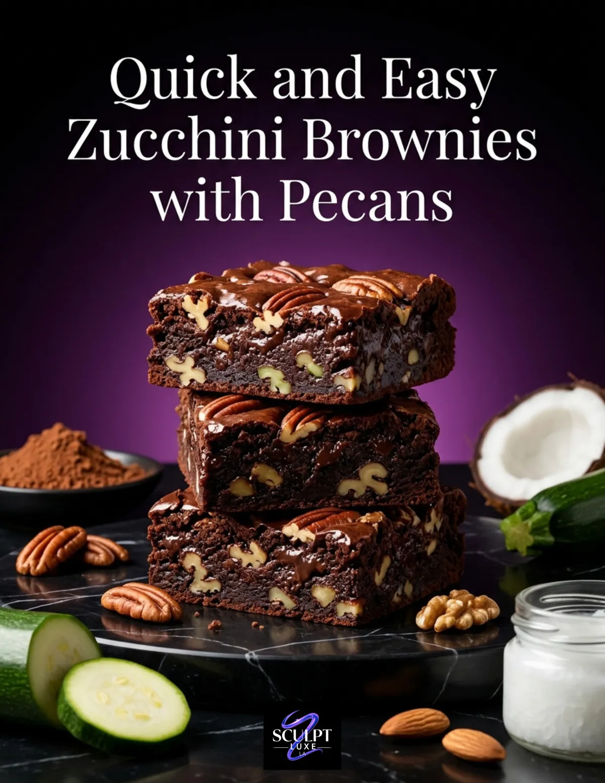 FUDGY LOW CARB ZUCCHINI BROWNIES WITH PECANS