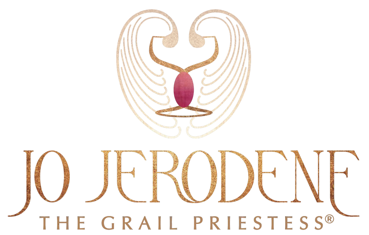 Official logo: The Winged Grail Chalice with the text Jo Jerodene The Grail Priestess® written below.