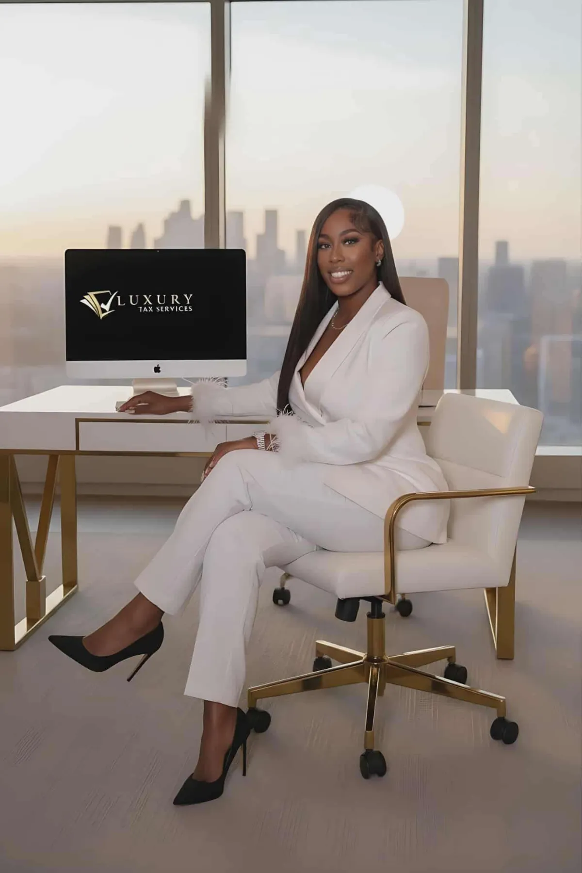 a room with two chairs and a desk