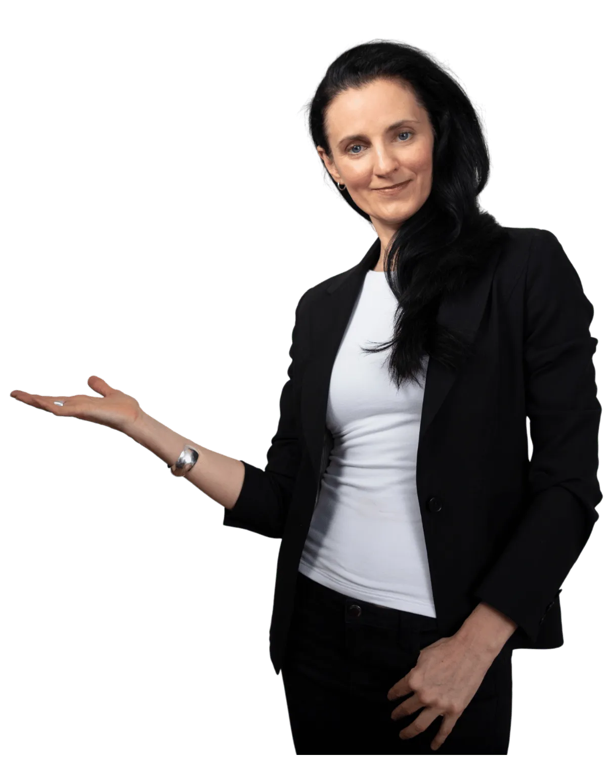 Jill Martin pointing at Strategic Business Alignment contents